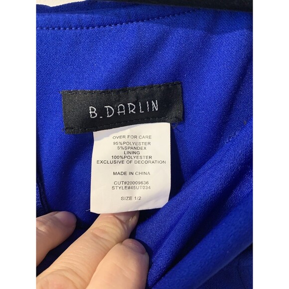 B DARLIN Women Dress Size 1 - 2 Blue Off Shoulder Short Fit Flare - Picture 3 of 8